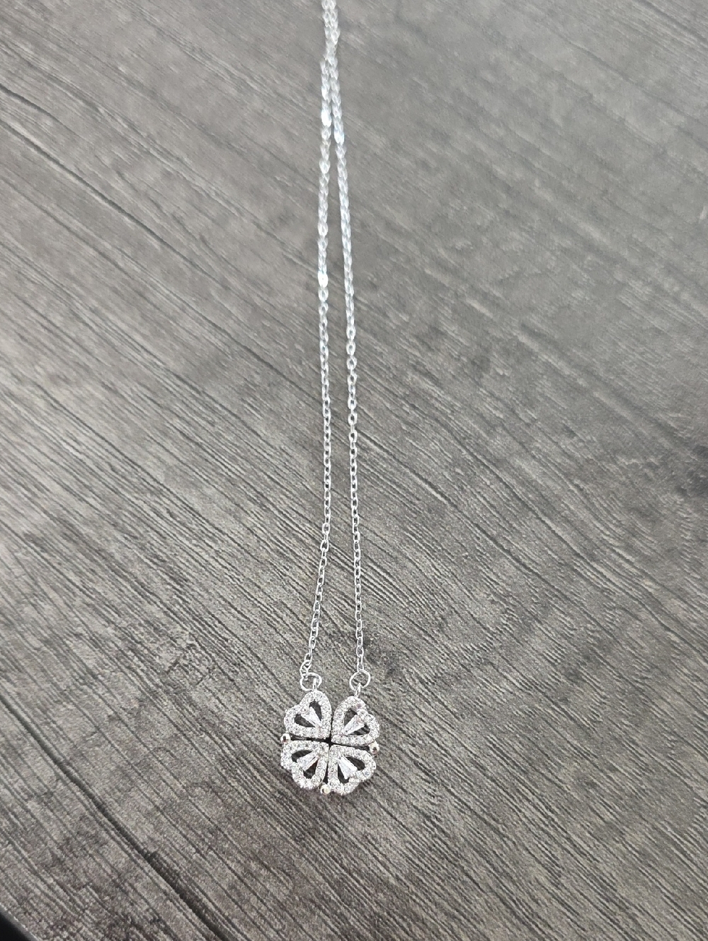 Stainless Steel Floral Pavé Pendant Necklace